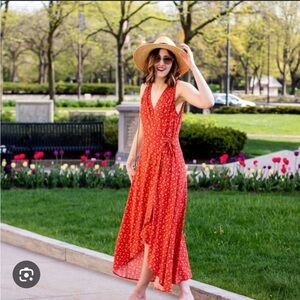 Universal Thread Medium Red Floral High Low Wrap Dress